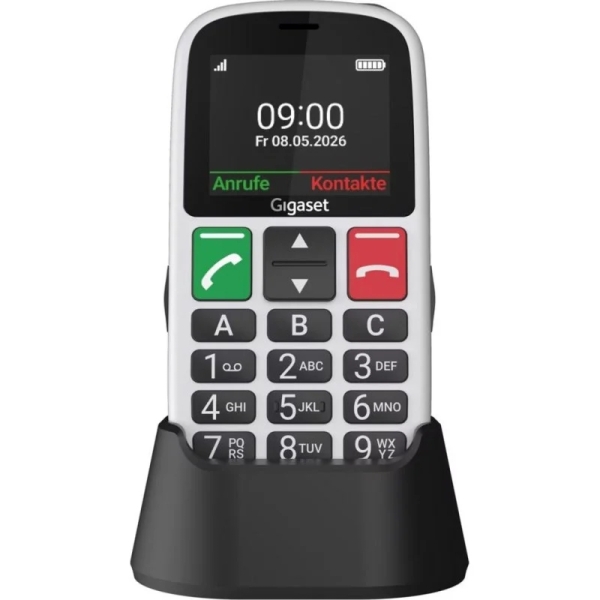Telemóvel Gigaset GL30 para Idosos - Ecrã de 2,2"- Câmara de 0,3MP - Base de Carregamento - IP44 - Branco