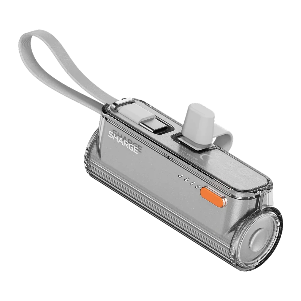 Power Bank Sharge Flow Mini 2 Pro 5800mAh Prata Cabo USB-C integrado 22,5W