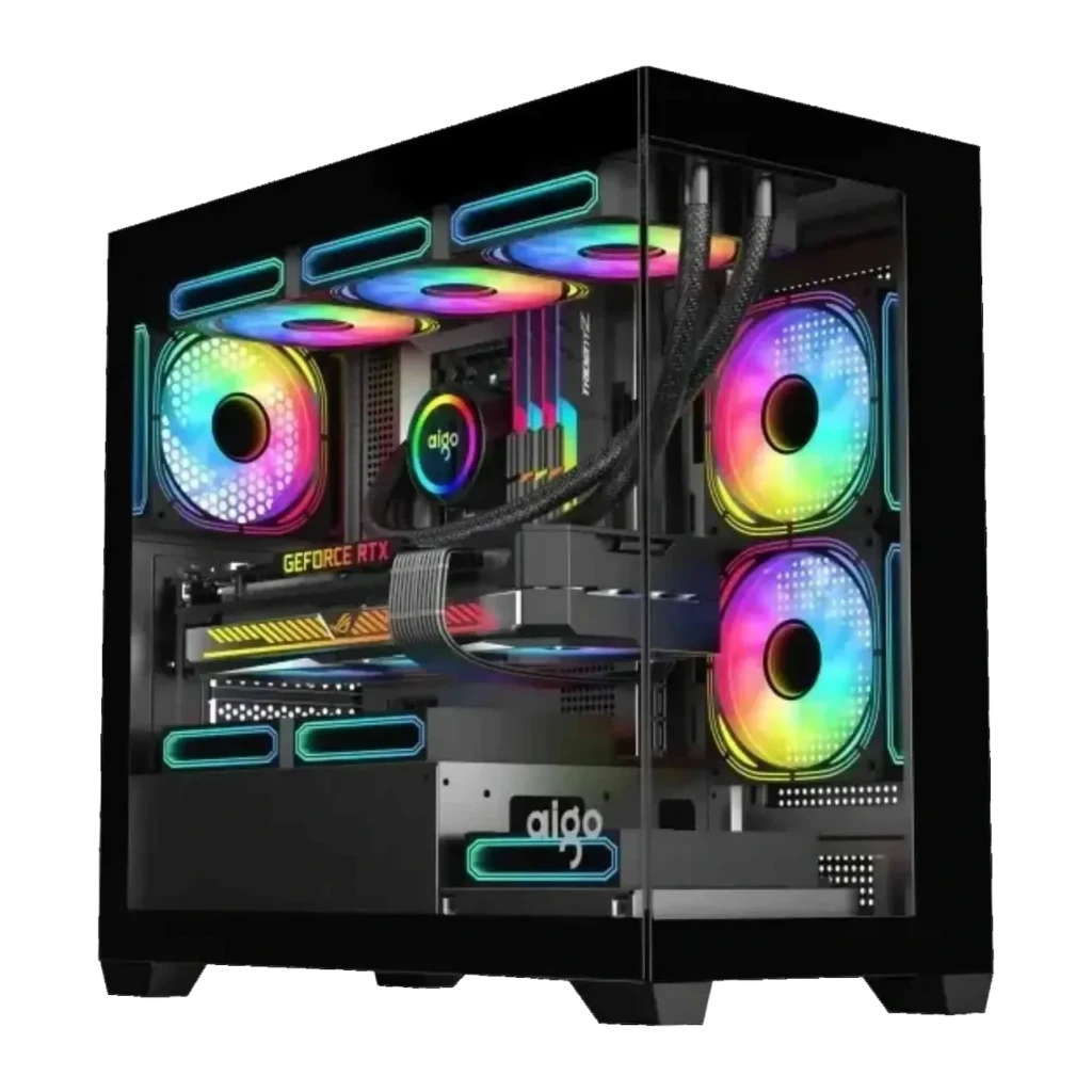 Darkflash C218M 2 Painéis Vidro Temperado Mini Tower mATX/ITX Preto 6 ventoinhas Caixa PC