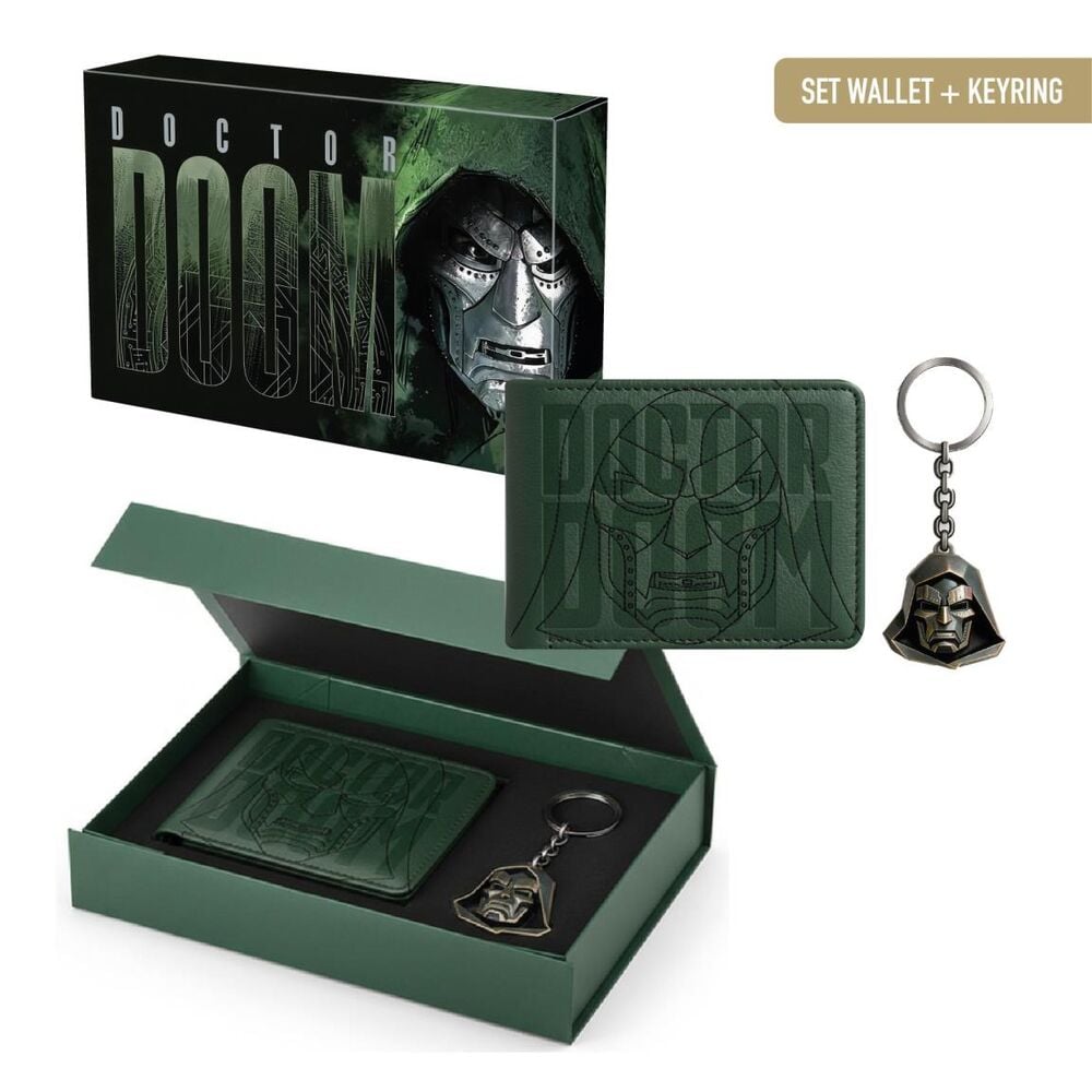 Conjunto de Carteira com oferta do Doutor Destino e do Quarteto Fantástico da Marvel