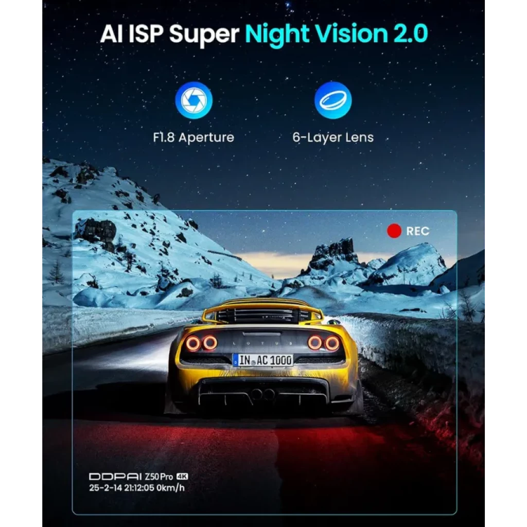 DDPAI Z50 Pro GPS 4K WiFi 5GHz 3 polegadas visão noturna modo estacionamento supercondensador ADAS Dashcam
