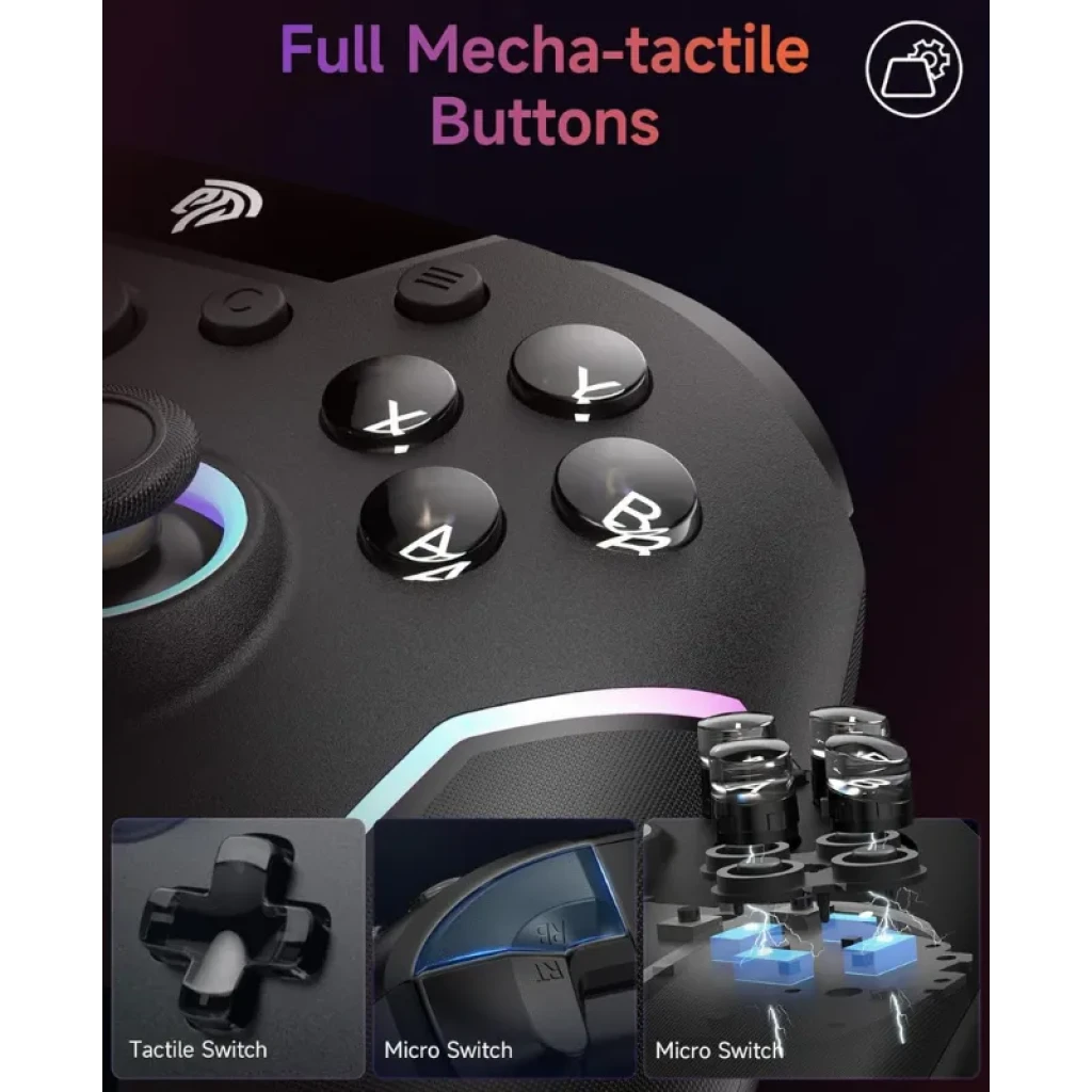 EasySMX X20 Preto com Botões Mecânicos para PC,Switch e Smartphone (Android e iOS) 1000mAh Gamepad