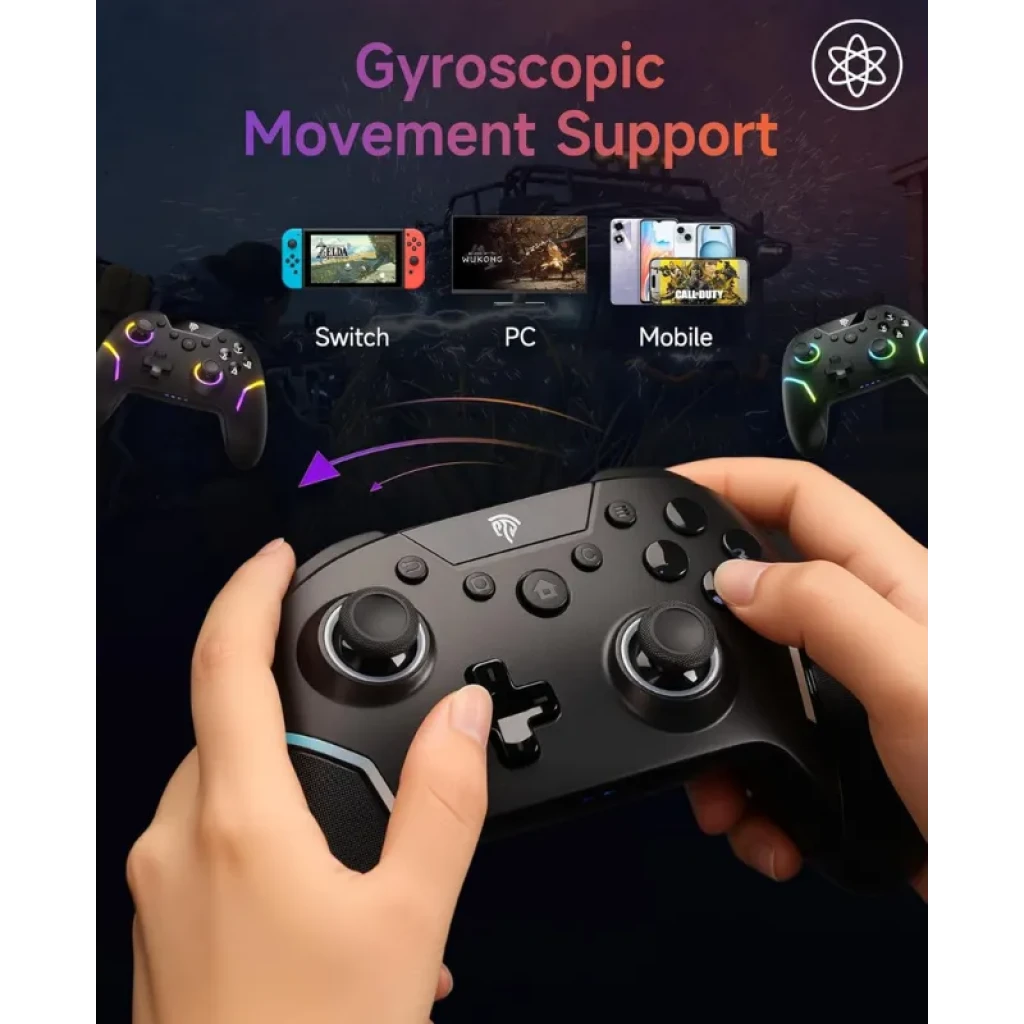 EasySMX X20 Preto com Botões Mecânicos para PC,Switch e Smartphone (Android e iOS) 1000mAh Gamepad
