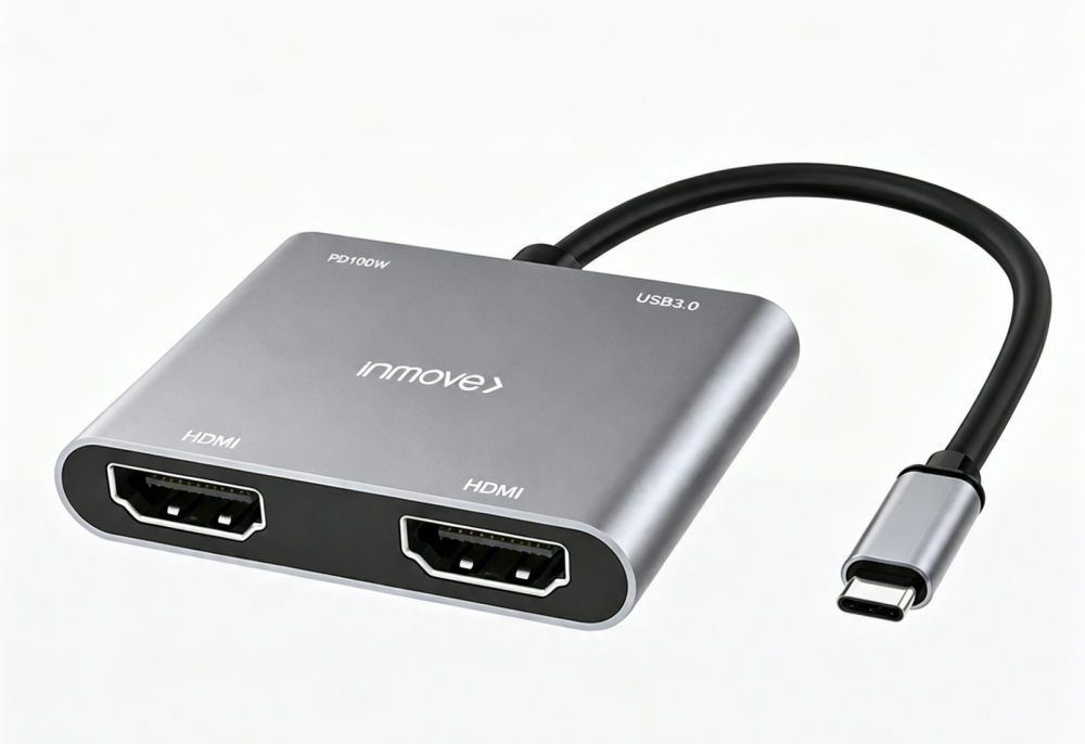 Hub Usb Inmove 4 In 1 Hub(Hdmi 60Hz 4K*2+Usb-C 3.0*1+Usb-C Pd 100W*1)