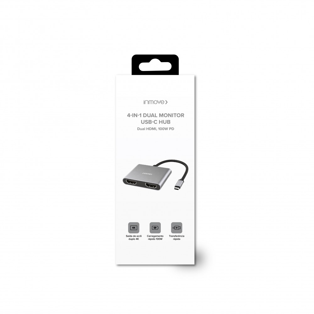 Hub Usb Inmove 4 In 1 Hub(Hdmi 60Hz 4K*2+Usb-C 3.0*1+Usb-C Pd 100W*1)