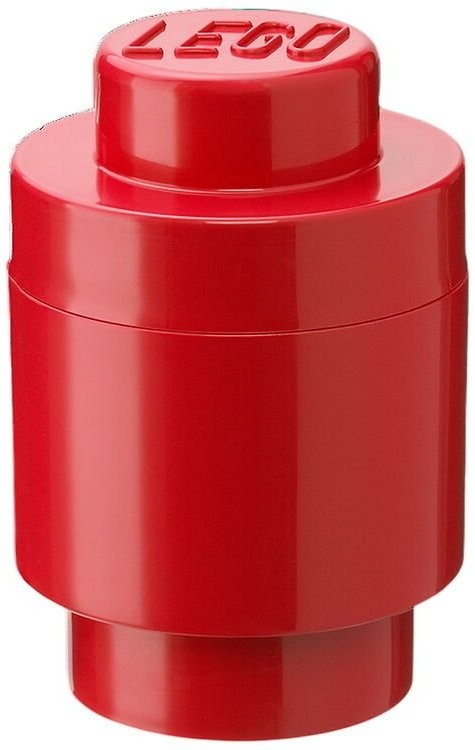 Caixa de arrumação LEGO Storage Brick Round 1 com mini conjunto Santa (Vermelho translúcido)