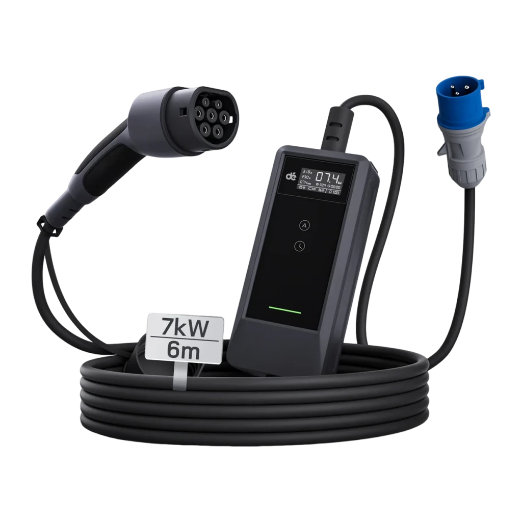 Carregador Portátil Carro Elétrico DÉ 7,4kW Tipo 2 Cabo 6m